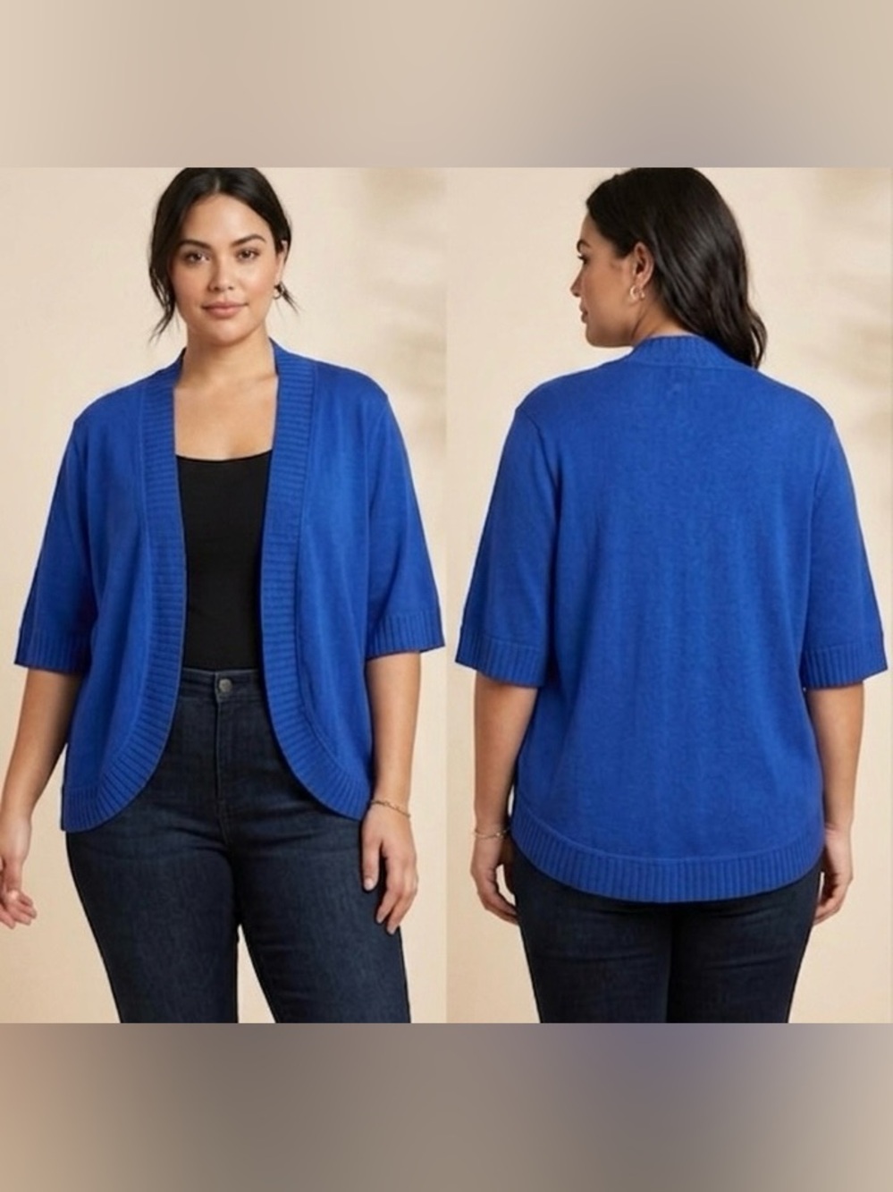 Cable & Gauge Royal Blue Women's Open Cardigan Size 2X